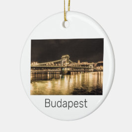 Budapest Kettingbrug Hongarije Retro Nacht Vintage Keramisch Ornament
