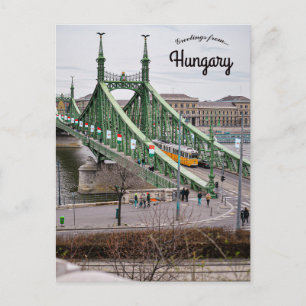 Budapest Liberty Bridge en Tram Hongarije Briefkaart
