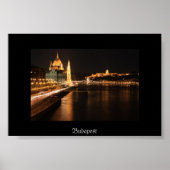 Budapest night from Margit bridge, Parlament, Poster (Voorkant)