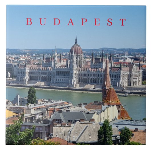 Budapest panoramisch uitzicht keramische tegel tegeltje (Voorkant)