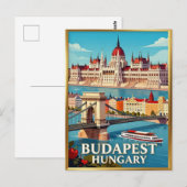 Budapest Parlement Donau Rivier Stad Briefkaart (Voorkant / Achterkant)
