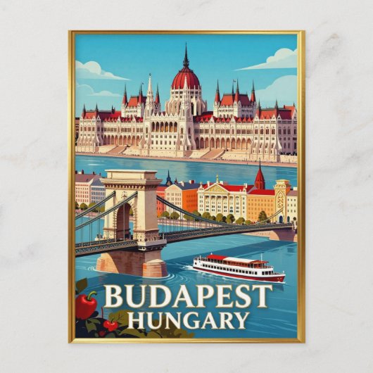Budapest Parlement Donau Rivier Stad Briefkaart (Voorkant)