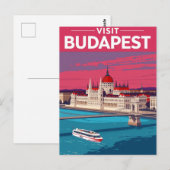 Budapest Parlement Retro Reizen Briefkaart (Voorkant / Achterkant)