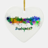 Budapest skyline in watercolor keramisch ornament (Voorkant)
