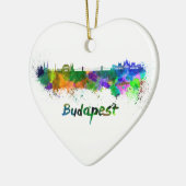 Budapest skyline in watercolor keramisch ornament (Links)