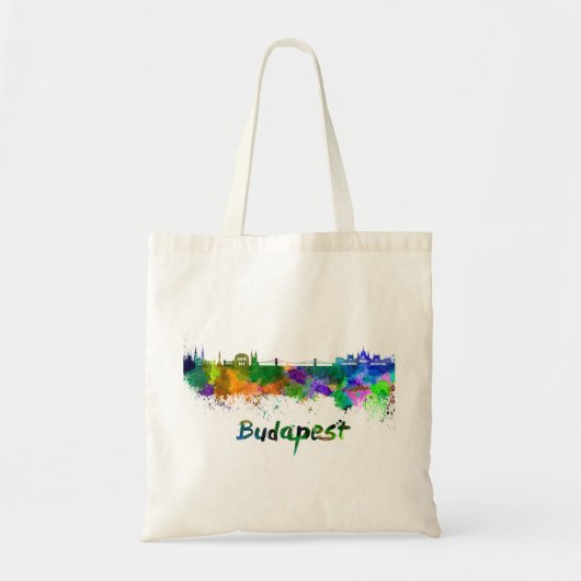 Budapest skyline in watercolor tote bag (Voorkant)