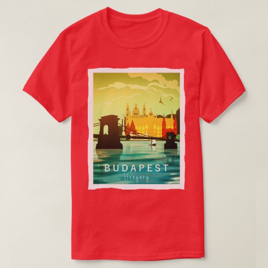 Budapest Travel Hongarije Retro Style Art T-shirt (Design voorkant)