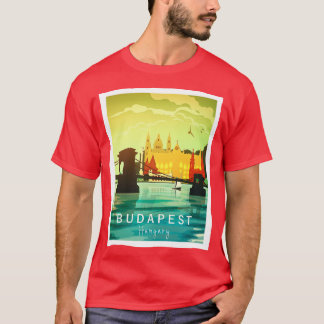 Budapest Travel Hongarije Retro Style Art T-shirt