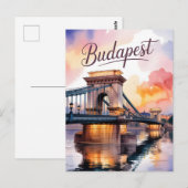 Budapest waterverf Kettingbrug Briefkaart (Voorkant / Achterkant)
