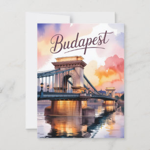 Budapest waterverf Kettingbrug Briefkaart