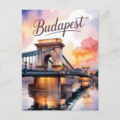 Budapest waterverf Kettingbrug Briefkaart (Voorkant)