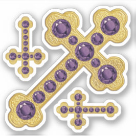 Budded Crosses met 12 Faux Amethysts - Contour Sticker