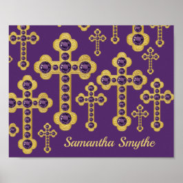 Budded Crosses met 12 Faux Amethysts - Poster