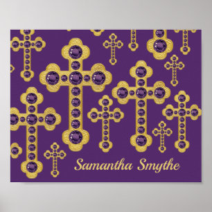 Budded Crosses met 12 Faux Amethysts - Poster