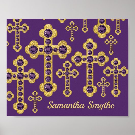 Budded Crosses met 12 Faux Amethysts - Poster (Voorkant)