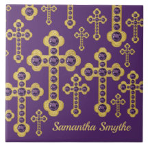 Budded Crosses met 12 Faux Amethysts -