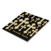 Budded Crosses met 12 Faux Diamonds - Tegeltje (Zijkant)