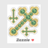 Budded Crosses met 12 Faux Emeralds - Contour Sticker (Vel)