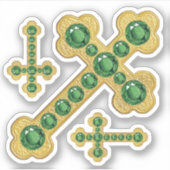 Budded Crosses met 12 Faux Emeralds - Contour Sticker (Voorkant)