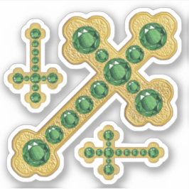 Budded Crosses met 12 Faux Emeralds - Contour Sticker