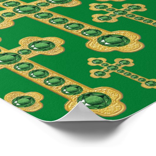 Budded Crosses met 12 Faux Emeralds - Poster (Hoek)
