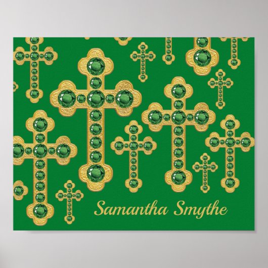 Budded Crosses met 12 Faux Emeralds - Poster (Voorkant)
