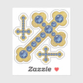 Budded Crosses met 12 Faux Sapphires - Contour Sticker (Vel)