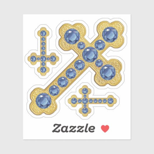 Budded Crosses met 12 Faux Sapphires - Contour Sticker (Vel)