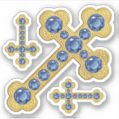 Budded Crosses met 12 Faux Sapphires - Contour Sticker (Voorkant)