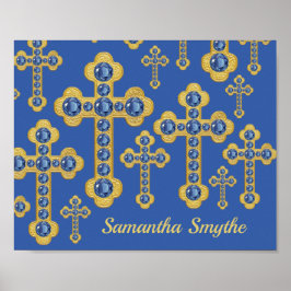Budded Crosses met 12 Faux Sapphires - Poster