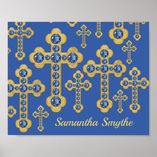 Budded Crosses met 12 Faux Sapphires - Poster (Voorkant)