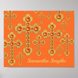 Budded Crosses met 12 Faux Topazes - Poster
