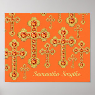 Budded Crosses met 12 Faux Topazes - Poster