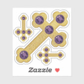 Budded Crosses met 5 Faux Amethysts - Contour Sticker (Vel)