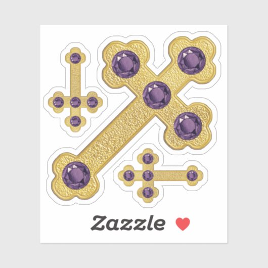 Budded Crosses met 5 Faux Amethysts - Contour Sticker (Vel)