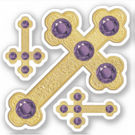 Budded Crosses met 5 Faux Amethysts - Contour Sticker