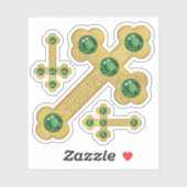 Budded Crosses met 5 Faux Emeralds - Contour Sticker (Vel)