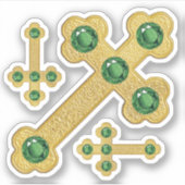 Budded Crosses met 5 Faux Emeralds - Contour Sticker (Voorkant)