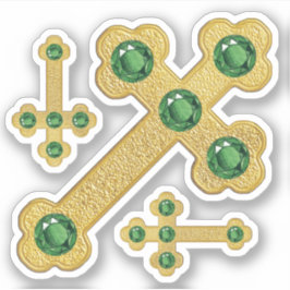 Budded Crosses met 5 Faux Emeralds - Contour Sticker