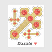Budded Crosses met 5 Faux Rubies - Contour Sticker (Vel)