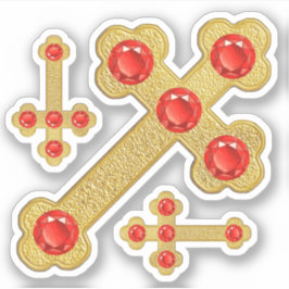Budded Crosses met 5 Faux Rubies - Contour Sticker
