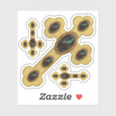 Budded Crosses met 6 Faux Bloodstones - Contour Sticker (Vel)