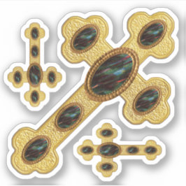 Budded Crosses met 6 Faux Bloodstones - Contour Sticker