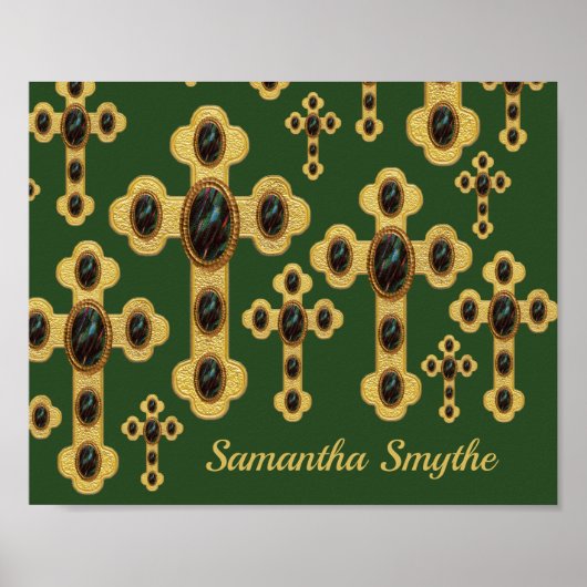 Budded Crosses met 6 Faux Bloodstones - Poster (Voorkant)