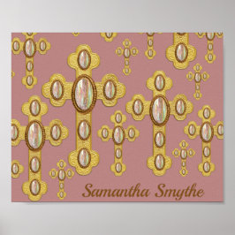 Budded Crosses met 6 Faux Opals - Poster