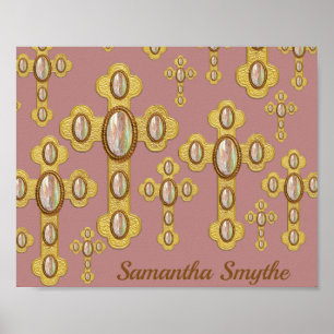 Budded Crosses met 6 Faux Opals - Poster