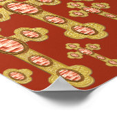 Budded Crosses met 6 Faux Red Agates - Poster (Hoek)