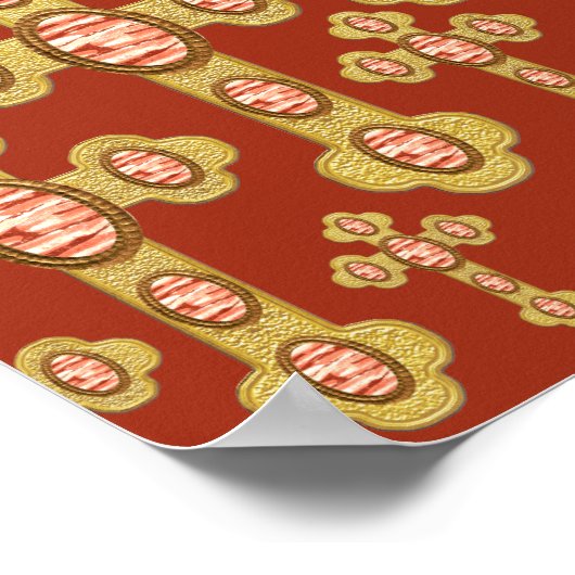 Budded Crosses met 6 Faux Red Agates - Poster (Hoek)