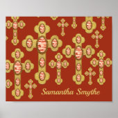 Budded Crosses met 6 Faux Red Agates - Poster (Voorkant)