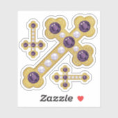 Budded Crosses met Faux Amethysts & Parels - Sticker (Vel)